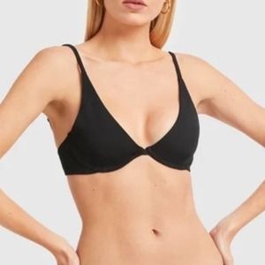 HAIGHT Mah Bikini Top Swim Swimsuit Black Beach Underwire Classic NWT SZ Medium